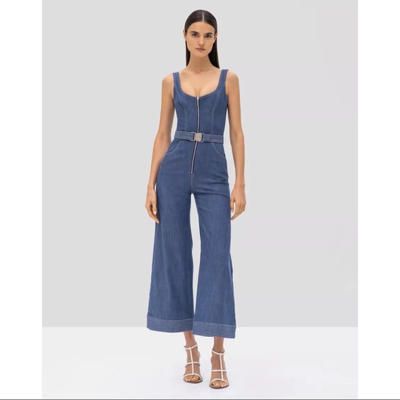 ALEXIS Bristol Chambray Flared 70’s Denim Jumpsuit - Picture 8 of 15